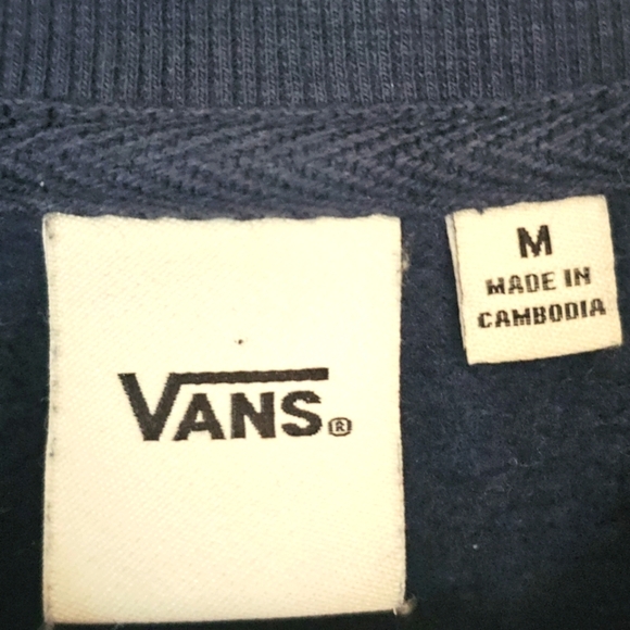 Vans Women Academy Cropped Colorblock Sweatshirt Medium Blue Cream Street Skater - Picture 4 of 8